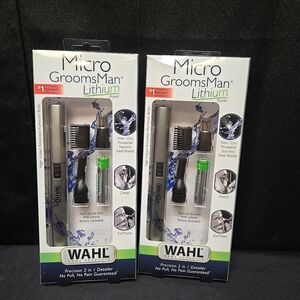 2pc Lot Wahl Micro GroomsMan Lithium Power Precision 2 In 1 Wet/Dry Detailer